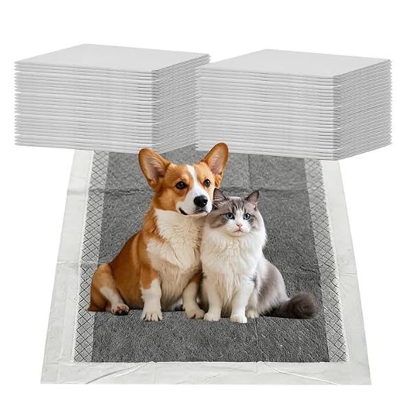 Nimblyne 50 sztuk mat z węglem aktywnym dla psów PIPI: 60 x 45 cm podkładki treningowe dla psów, super chłonne i zabezpieczone przed wyciekiem podkładki dla szczeniaków, kotów, szynszyli, chomików