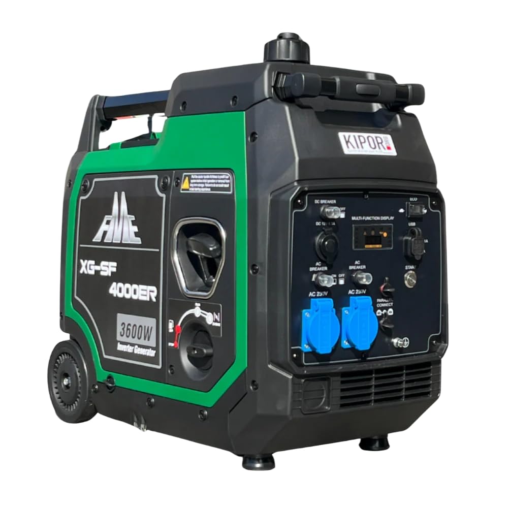 FME Inverter Stromerzeuger 3800 Watt XG-SF 4000ER Benzin Stromgenerator leise 230V 4-Takt Leicht als Notstromaggregat Backup Stromausfälle für Camping Wohnwagen Garage Baustelle