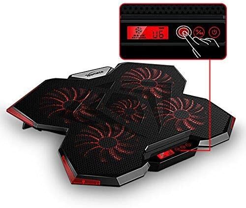 TopMate C7 14-17 Inch Gaming Laptop Cooler Cooling Pad, Five Quite Fans and LCD Touch Screen，2400RPM Strong Wind Alien Style Designed for Gamers and Office