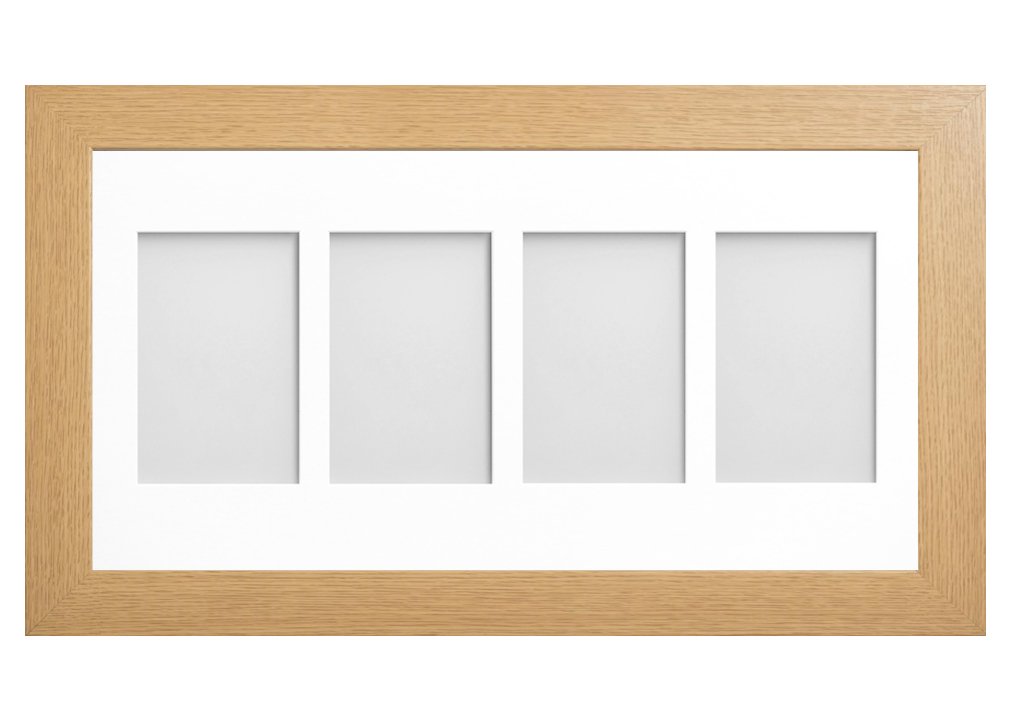 Frame Company Watson Beech Multi-Aperture Photo Frame with Mount, 20x10 for 6x4 (x4 P) * Choice of Frame Colour and Mount Design* NEW
