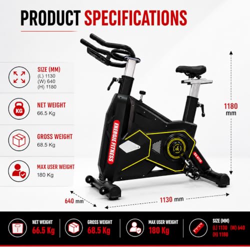 Image of Transformer Spin Bike - 24KG Flywheel, Adjustable Resistance, Indoor Cycling Exercise Bike for Home & Gym with Emergency Brake System XB-5816