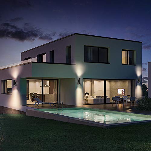 Melunar Led Cylinder Up Down Wall Light, Porch Light Outdoor Wall Light With Matte Black Aluminum Cylinder And Tempered Glass Cover Waterproof Wall Sconce 2 Pack #TOP3