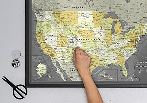 Framed Push Pin Usa Map | Push Pin Map Of Usa For Travel Tracking | Personalized Usa Map With Push Pins #TOP1