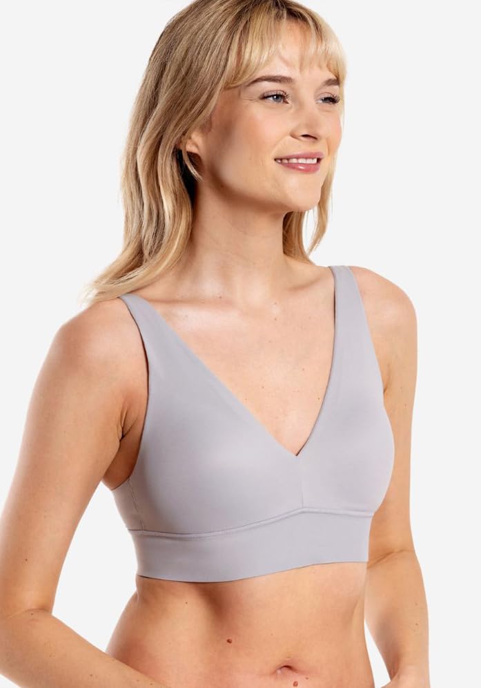 Image of Floatley Cozy Wireless Plunge Bra for Women, Buttery Soft Comfort Seamless Everyday Bra with Embedded Pad