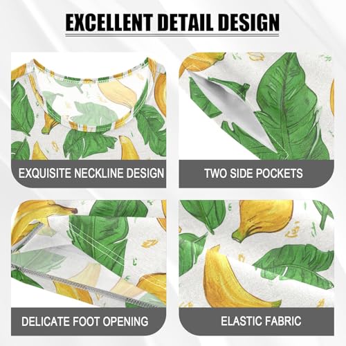 Vdsrup Cartoon Bananas Leaves Summer Pajamas Set Short Cotton Sleepwear 2 Piece Unisex 5Y3