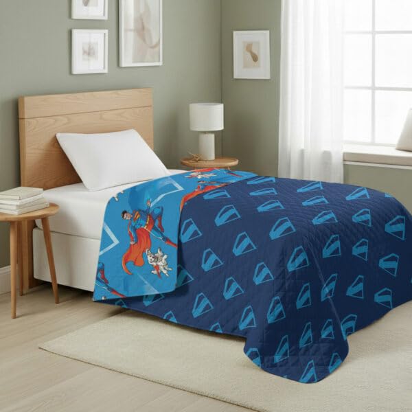 Image of Northwest DC Comics Superman Above Metropolis Reversible Quilted Throw Blanket, Comfy Iconic Throw, Adults Boys Girls, Legendary Superhero Bedding for Bed, or Couch, 60 x 80 inches