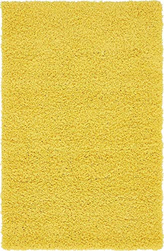 Image of Imra Carpet for Bedroom Handwoven Fluffy Shag Collection with 2 inch Thickness 3 X 5 Feet (90X150 cm) Color Yellow