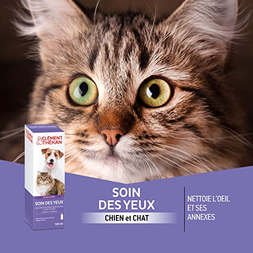 Clément Thékan - Soin des Yeux - Solution Nettoyante pour les Yeux - Chiens et Chats - Nettoie et Élimine les Impuretés - Flacon 100 mL