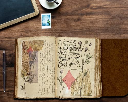 Wanderings Antyczny Skórzany Dziennik – 18x13 Cm – Ręcznie Robiony, Oprawiony W Skórę, Z Tradycyjnym Papierem O Postrzępionych Krawędziach – Retro Notatnik Na Pamiętnik, Księgę Cieni, Pisanie, Grymuar