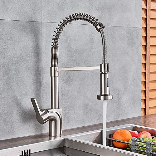 Robinet de cuisine noir double fonction avec mitigeur à ressort pour évier commercial