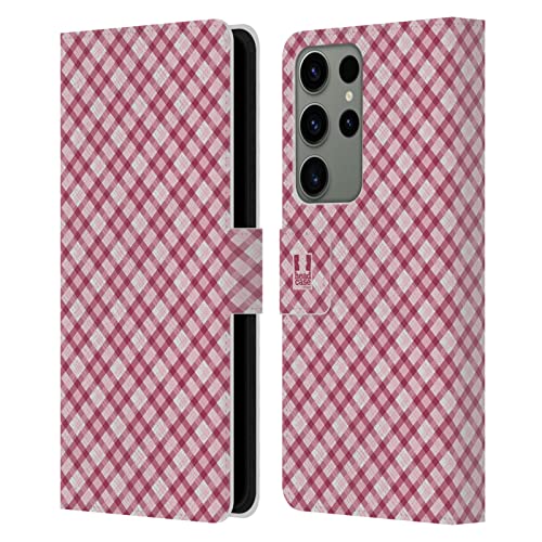 Étui portefeuille Galaxy S23 Ultra Head Case Designs à motif écossais rose