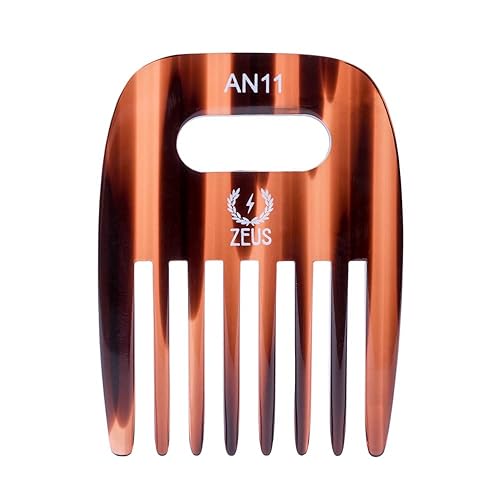 ZEUS Púa desenredante para cabello rizado, ondulado y rizado Afro Pick para cabello y barba, peine de dientes anchos (3.5 pulgadas) AN11
