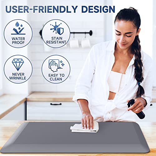 Steprite 4/5 Inch Thick Kitchen Mat Anti Fatigue Mat Kitchen Rugs Kitchen Decor Non-Slip, Stain Resistant, Waterproof Kitchen Mats Desk Mat For Kitchen, Office, Workshop, Grey, 17'' X 28'' #TOP4