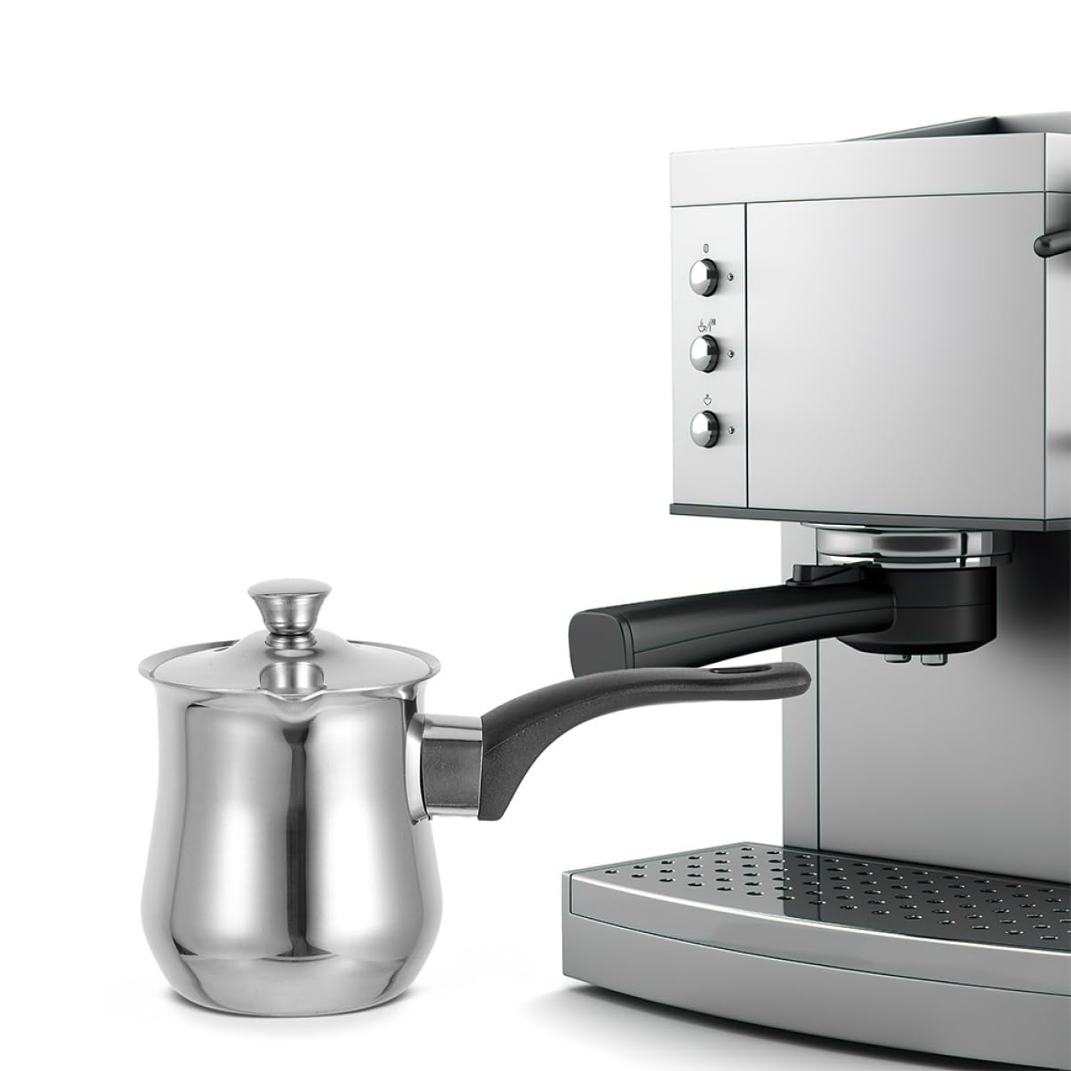 BESTOYARD Pentola Turca Facile da Usare e Versare con Coperchio da 540ml in Acciaio Inossidabile la Preparazione di Caffè Turco e Uso Familiare