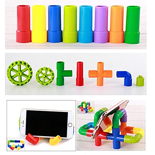 Image of GRANTH Educational Play and Learn Plastic Building Block Set Pipes Puzzle Set - Blocks for Kids | 56 Pieces | - Blocks Toys and Games for Kids(Multi Coloured)