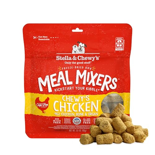 Stella & Chewy's Freeze-Dried Raw Chicken Meal Mixers- Dog Food Topper and Mixer - Made with 95% Cage-Free Chicken, Organs & Bone - Perfect for Picky Eaters - Grain-Free - 3.5oz