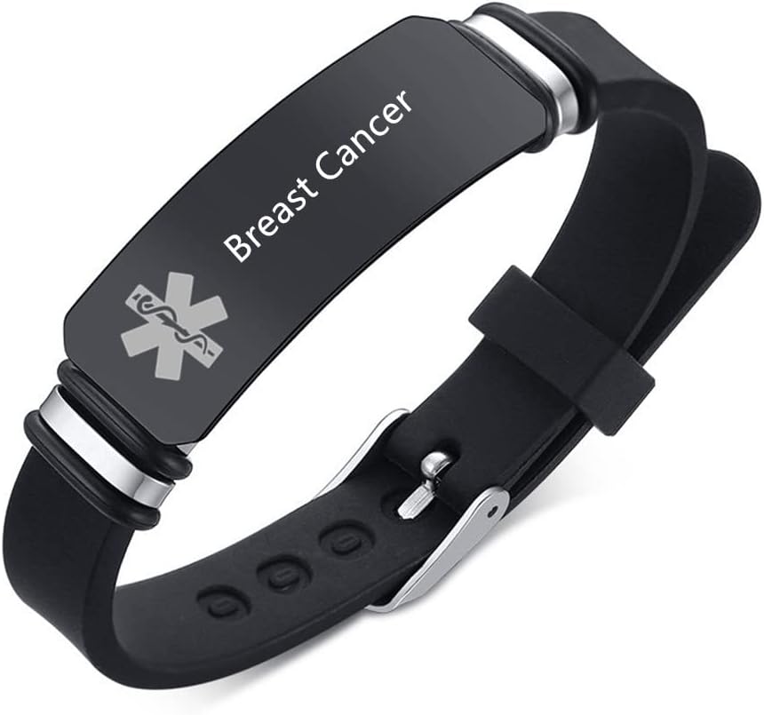Medical Alert Bracelets for Men Women Adjustable Silicone Medical ID Wristband Emergency Identification Bracelet,with Medical Card