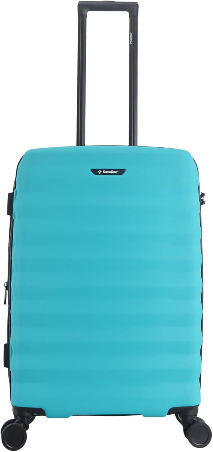 SAXOLINE Medium Expandable Travel Suitcase Flow Collection 67 x 47 x 25 cm Capacity 61 Litre Weight 4 kg Turquoise Modern, turquoise, Modern
