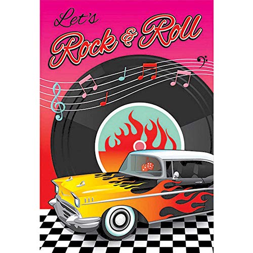 Amscan Nifty 50's Theme Party Post A Card Invitations with Seals Set (8 Piece), Multi Color, 7.7 x 4.6"
