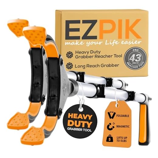 2 x EZPIK® 43" Grabber Tool +Magnets - Extra Long Handled Reacher Grabber Pickup Tool - Heavy Duty Grabber Reacher Tool for Elderly - Trash Picker Grabber Heavy Duty +Rotating Head (2 Pack)