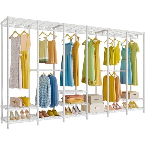 VIPEK V60 Extra Large Clothes Rack Portable Closet Rack Freestanding Wardrobe Heavy Duty Garment Rack Metal Closet for Hanging Clothes, Bedroom Storage Organizer, Max Load 1620lbs, White