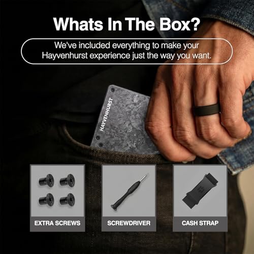 Image of Hayvenhurst Wallet for Men - Slim RFID Blocking Metal Wallet with Cash Strap, Minimalist Front Pocket Credit Card Holder, Small Mens Wallet