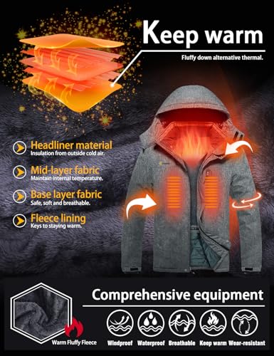 Image of GEMYSE Men's Ski Snow Jacket Warm Winter Waterproof Coat Snowboard Rain Jacket Hooded Windproof Windbreaker