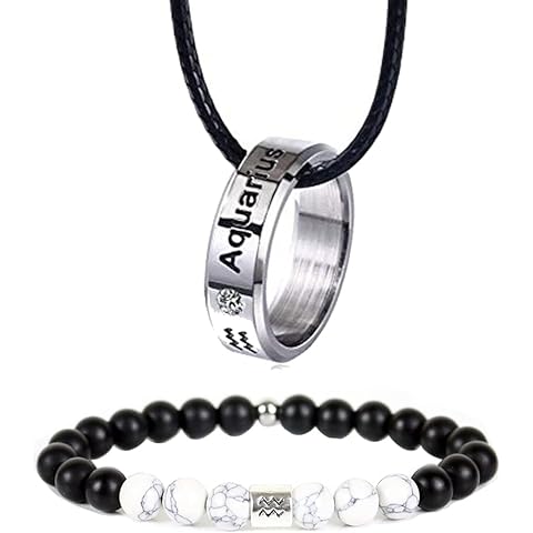 12 Zodiac Constellations Necklace Bracelet Horoscope Constellation Beaded Bracelet Necklace for Women Men 2Pcs Set Jewelry