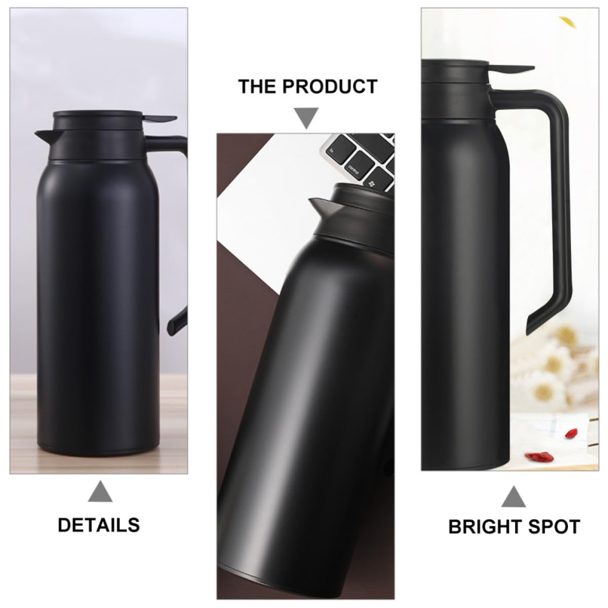 Botella Térmica Diseño Simple y Función Antigoteo de 1500ml de Acero Inoxidable Adecuado para Uso al Aire Libre y Portátil en Mochila en Mochila