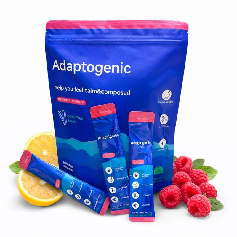 2026 New Cortisol Cocktail Pulver, Enthält Zitrone und Himbeere für Cortisol Senken, Konzentration Steigern, Entspannt Bleiben, für Männer und Frauen, 20 Sticks Convenient Single