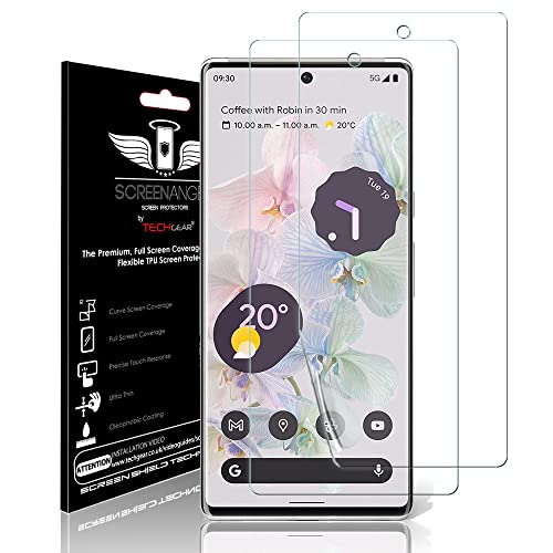 TECHGEAR [2 Pack Screen Protector fits Google Pixel 6 Pro [Screen Angel Edition] [In-Display FingerID Support] [Case Friendly] [Bubble Free] [FULL Screen Coverage] HD Clear Flexible TPU Film