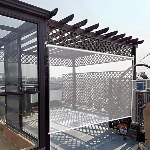 Persianas Enrollables Exterior Impermeable Transparentes PVC Estores Enrollables Cortinas Vinilo Plástico para Terraza Jardín Balcón Pérgola y Cenador Grosor de 0.5 Mm Fácil de Montar