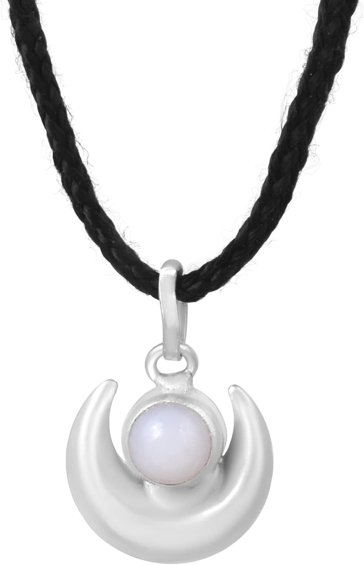 morir Silver Plated White Pearl Half Moon Shape Chand Moti Pendant For Kids New Born Babies