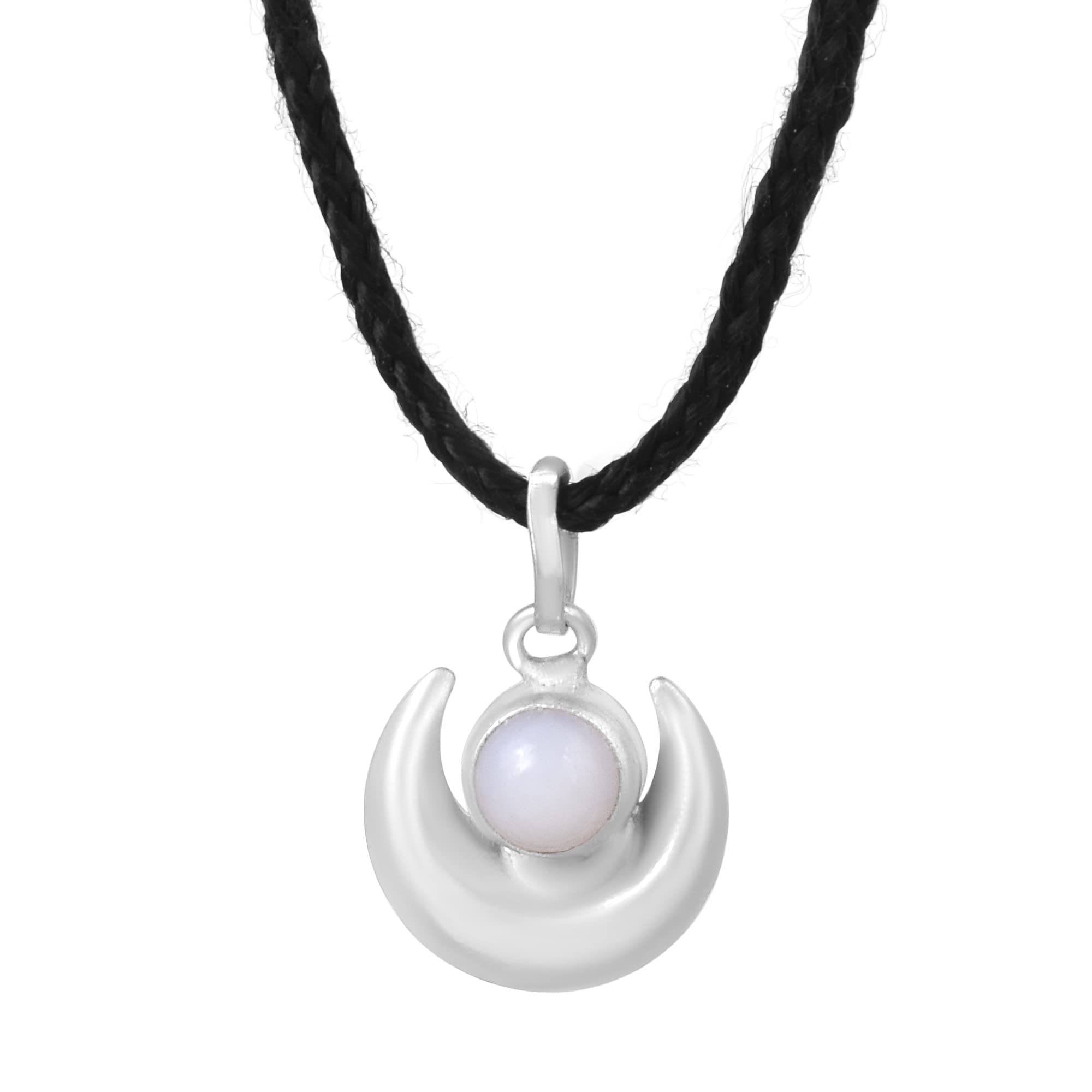 Silver Plated White Pearl Half Moon Shape Chand Moti Pendant For Kids New Born Babies-image-46