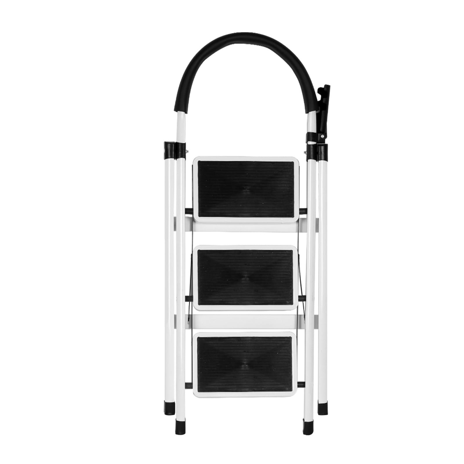 Marchepied Robuste Pliable de Bricolage, Escabeau à 3 marches - Prend Peu de Place et se Range Facilement - en Aluminium-104 x 57 x 41,5 cm - 3 marches (Blanc)
