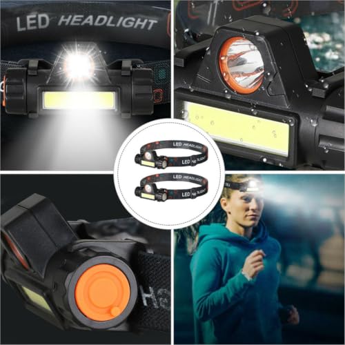 Linterna frontal recargable USB ibasenice con base ajustable y luz LED potente para camping 3