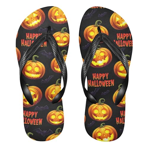Burbuja Pumpkins Spooky Faces Flip Flops for Women Men, Soft Thong Sandals Rubber Slippers for Pool Beach Essentials