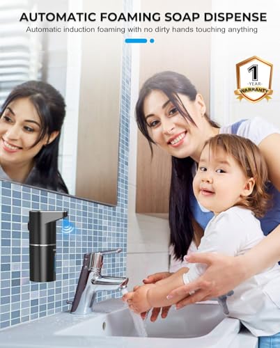 Image of Automatic Soap Dispenser, Sensor Hand Wash Dispenser with 3-Speed Adjustable Foaming Handwash Dispenser, 1200mAh Battery with Auto-Clean, Touchless for Home Bathroom, Office, Kitchen