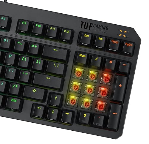 Image of ASUS TUF Gaming K3 Gen II Keyboard with Compact 97-Key, Optical-Mechanical RGB (Linear) switches, Silicone-Gasket Mount, dampening Foam, IP57 Waterproofing, a Detachable top Plate, and Aura Sync.
