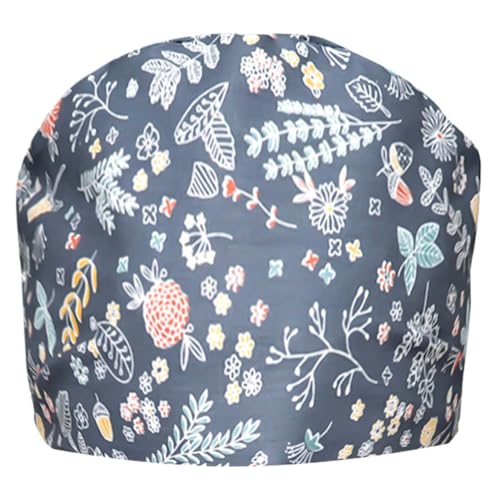 OHPHCALL Gorro Quirúrgico Corbata para Mujer de Algodón Diseño Estampado de Flores, Transpirable y Ajustable para Trabajo Sanitario y Hospitalario