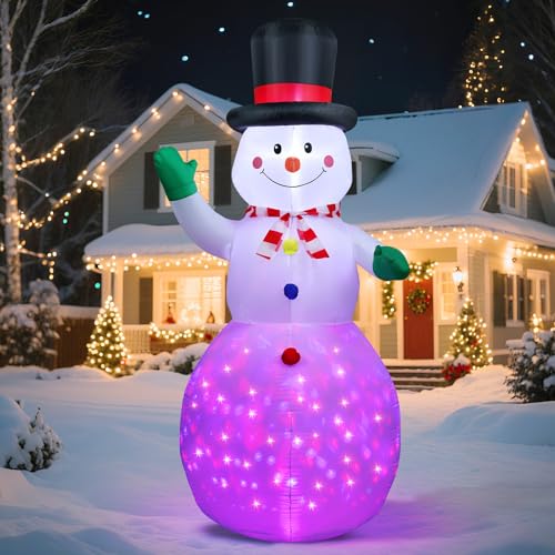 Vintoney 6FT/183cm aufblasbare Weihnachtsdeko Schneemann mit LED...