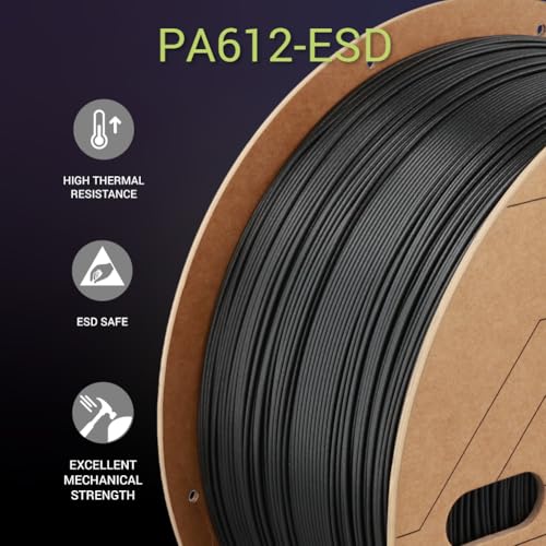 Image of Polymaker Fiberon PA612-ESD 3D Printer Filament 1.75mm 3kg, ESD-Safe Carbon Fiber Nylon, Heat Resistant to 150C, Chemical Resistant, Industrial Grade Strength, PCB Fixtures, Electronics Housings