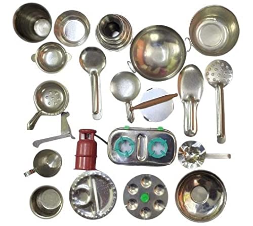 Beauty Tool Miniature Steel Kitchen Set/Cooking Set for Kids/Girls (Stainless Steel) | Pack of 1 | (21pcs) (2 Years to 15 Years (B09PVF8DXF) Amazon Price History, Amazon Price Tracker