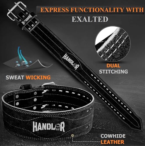 Image of Handler 100 percent all Leather Powerlifting Gym Belt- 5.5 mm | Weight Lifting Belt for Heavy Workout for Men & Women | Professional Heavy Weight Lifting (Army Green, X-Large)