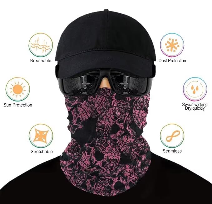 Image of 9-Pack Balaclava Face Mask for Men & Women - UV Protection Neck Gaiter, Multi-Use Cycling Mask & Breathable Headband