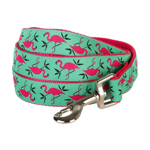Blueberry Pet 1,5 cm by 150 cm Pink Flamingo auf Hell-Smaragtgrün Basic Nylon-Hundeleinen für kleine Hunde, S Kleine Hundeleine, Passender Hundehalsband & Hundegeschirr erhältlich Separate