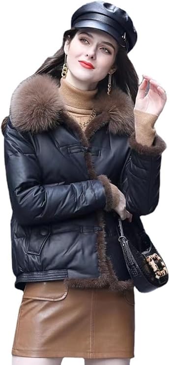 リアルフォックスファー/Mサイズ本羊革柔らかラム革ダウンフード付きハーフコート リアルフォックスファー/Mサイズ本羊革柔らかラム革ダウンフード