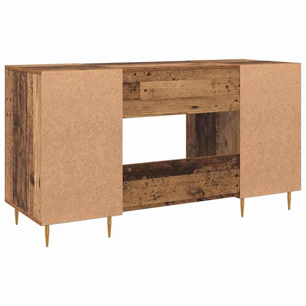 Scrivania con mensola, effetto legno antico, 140 x 50 x 75 cm, materiale in legno, moderno tavolo da ufficio con spazio per casa e ufficio