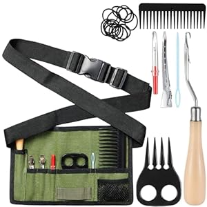 Horse Braiding Kit with Belt Horse, Rug Hook, Pin Brush, Thread Cutter, Mane Comb, Hair Clips, and Rubber Bands for Western Horse Party