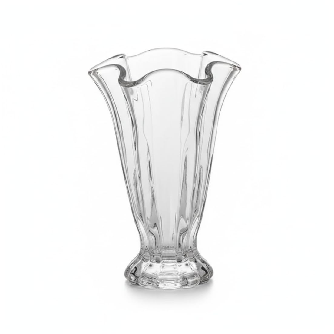 Vase à fleurs en verre d'exception au design nervuré chic 22 x 15 cm